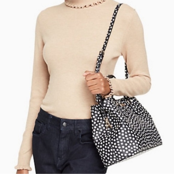 Kate Spade Laurel Way Black White Polka Dot Evangelie‎ Satchel Purse - Picture 1 of 15
